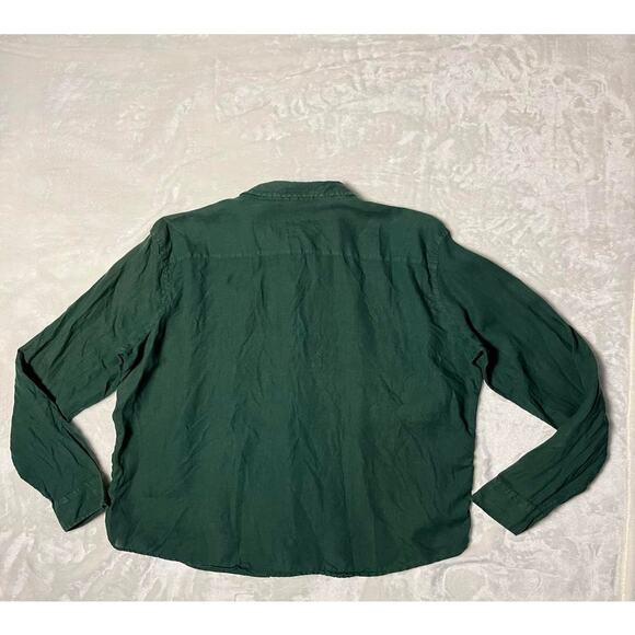 Wolf 100% Linen Button Up Mens XL Long Sleeve Dark Green Summer Autumn - Picture 3 of 6